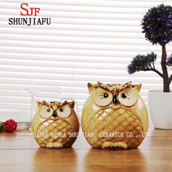 2 PCS / Set Small Owl Ceramic Craft Decoration