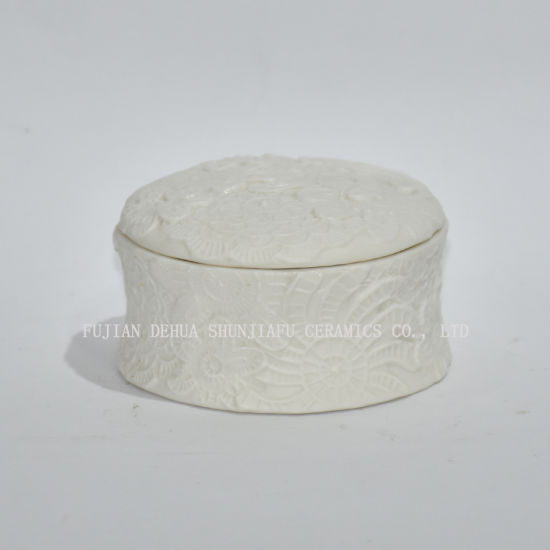 Sostenedor de joyería superior de cerámica / aparador blanco de diseño redondeado elevado decorativo
