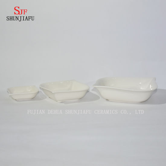 Diferentes formas. Servicio de vajilla de porcelana blanca Plato de salsa Plato