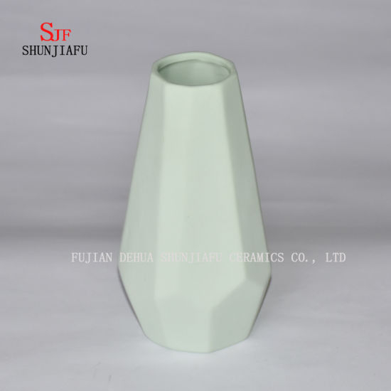Forma geometrica. Floreros de cerámica Adornos Decoración para el hogar / Verde claro