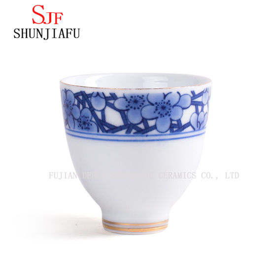 Originalidad Taza de té de Kung Fu de porcelana azul y blanca Cerámica Pequeña