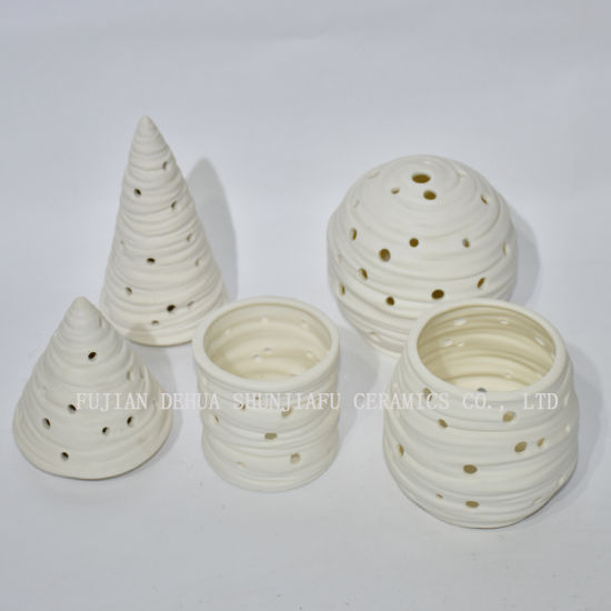 Candelabros de cerámica de cerámica sin esmaltar para decoración navideña