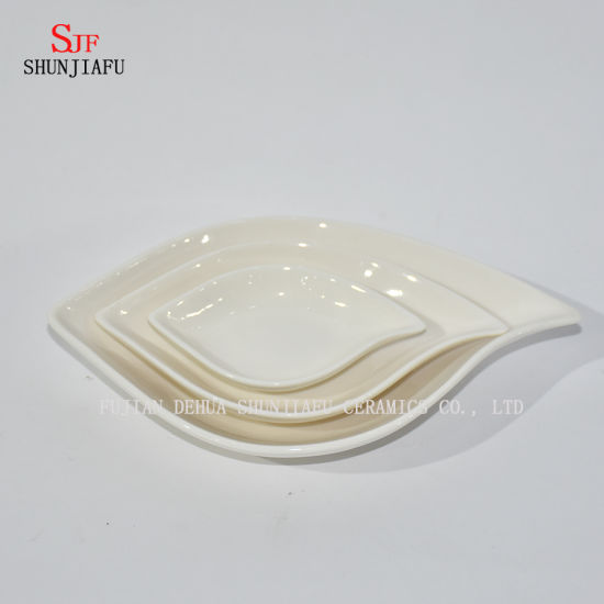 Leaf Shapes - Plato de servicio de vajilla de porcelana blanca