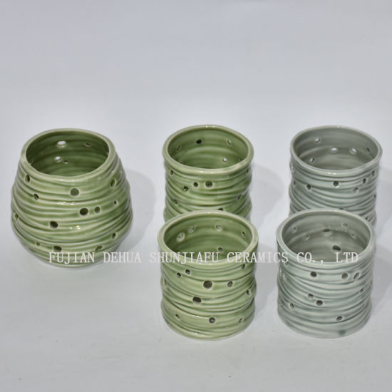 Candelabros de cerámica para decoración diaria verde