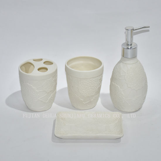 Set de baño de cerámica blanca de 4 piezas