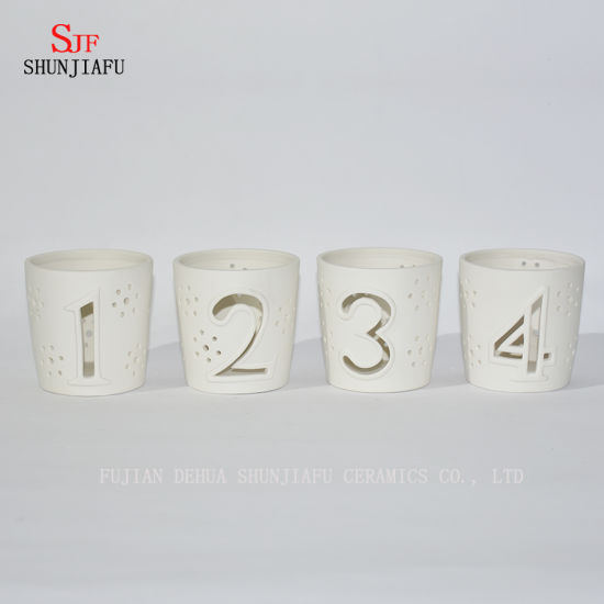 Nuevo diseño Vela de cerámica de diseño digital blanco