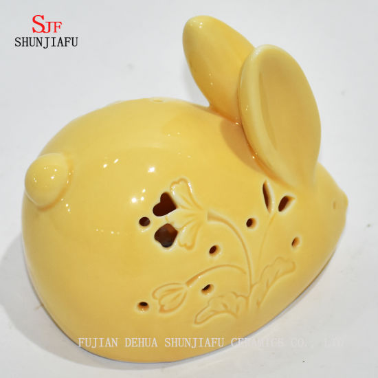 Little Yellow Rabbit Christmas Gifts & Decor Set de candelabros de cerámica con candelita