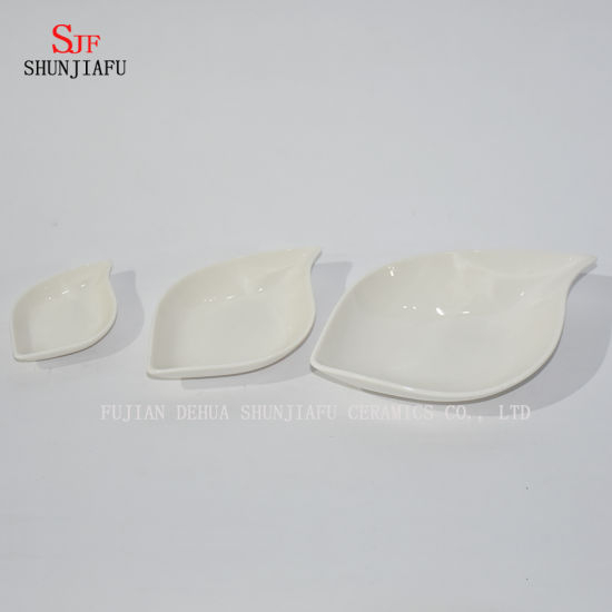 Leaf Shapes - Plato de servicio de vajilla de porcelana blanca