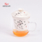 Taza de té de flores de oficina y hogar, combinación de taza de cerámica y vidrio, té, café, té de flores