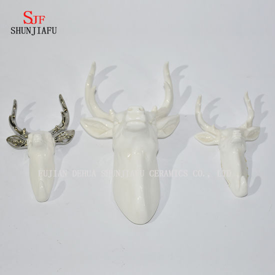 Decoración de la decoración de la pared de la cabeza de los ciervos de la taxidermia de cerámica / cuerno del electrochapado