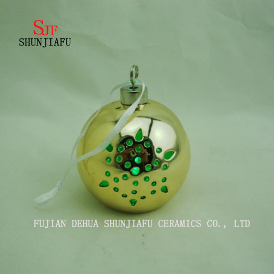 Candelero de cerámica esférico electrochapado, candelabro de vela de porcelana / F