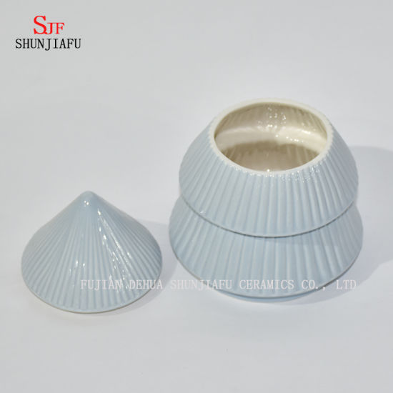 Bote de cerámica de 3 capas azul