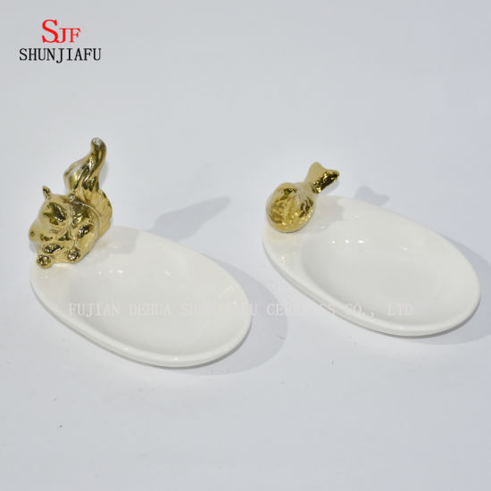 Plato de jabón de cerámica de galvanoplastia de decoración animal