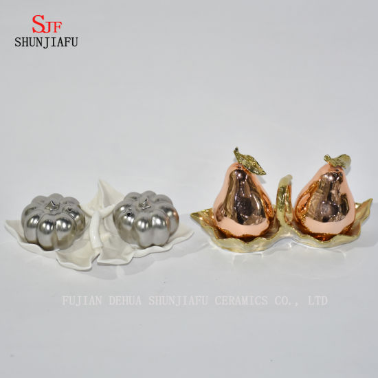 Agitadores de sal y pimienta de cerámica galvanoplastia en forma de pera