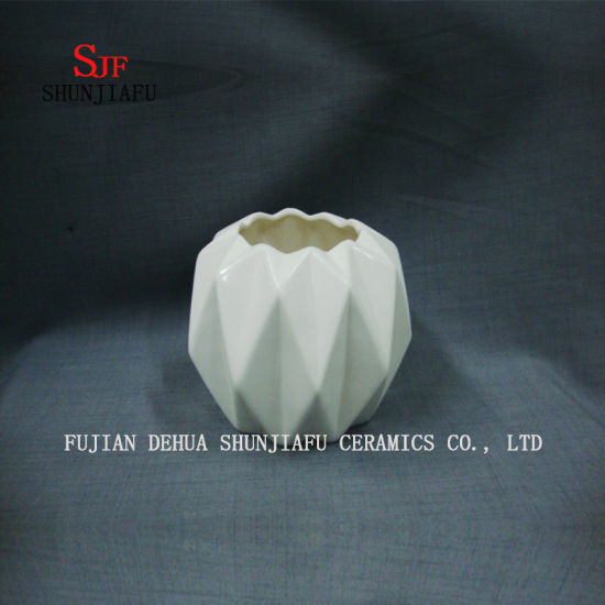 Maceta de cerámica de origami hecha a mano de cerámica, decoración del hogar