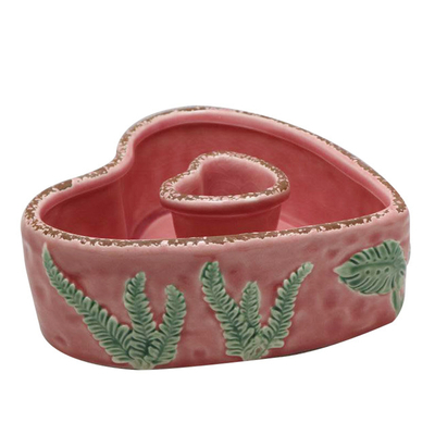 Maceta de cerámica rosa estilo corazón