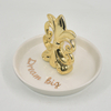 Diseño de baliza dorada Bandeja de cerámica para joyas Soporte para anillos