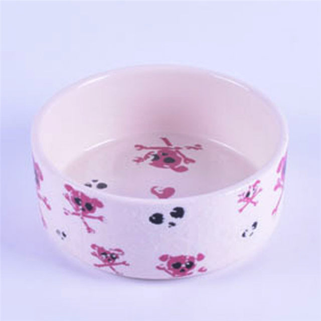 Impresión de imagen en color rosa Alimentador de cerámica para mascotas Tazón de cerámica para perros