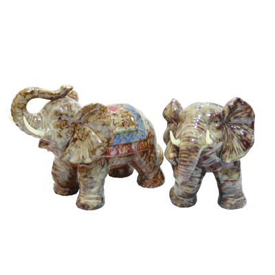 Estatua de elefante de cerámica Adorno animal de cerámica