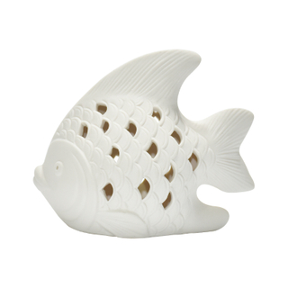 Desktop Light Hollow Out Ceramic Fish Design Lantern