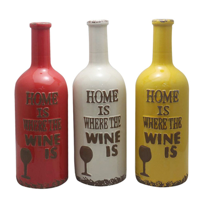 Florero de cerámica de diseño de botellas de vino de cerámica