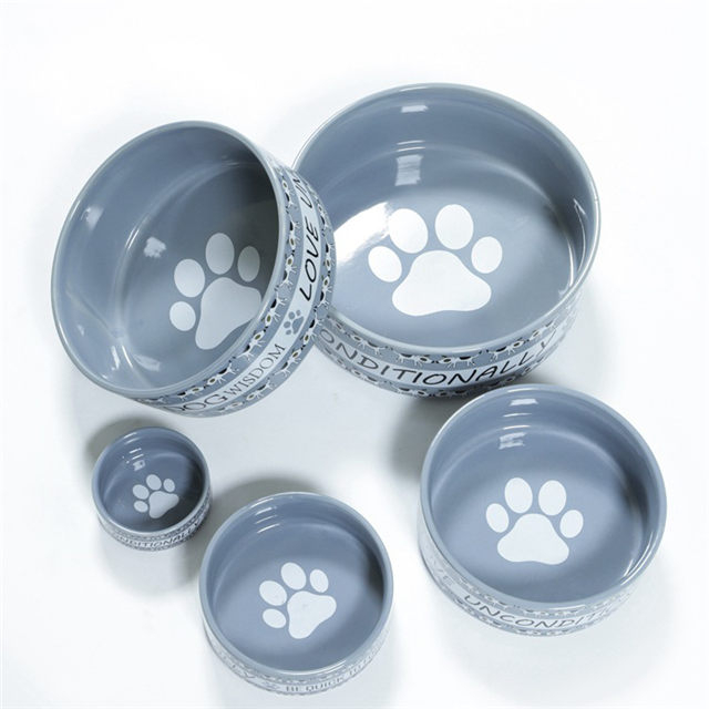 impresión en blanco Huellas para perros Huellas para perros cuenco de agua cuenco de granos productos para mascotas preciosos cuenco individual cuenco de cerámica