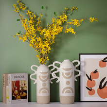Jarrones de cerámica Diseño de estilo binaural Contenedor de arreglos florales Contenedor de muebles para el hogar Decoración