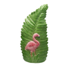 Florero de hoja de cerámica verde Florero de flamenco rosado en relieve