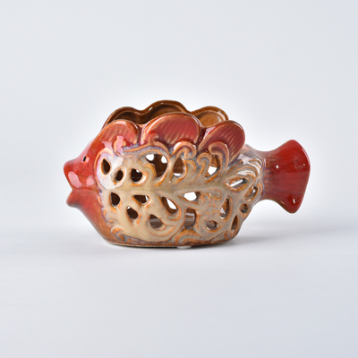 Cuenco de cerámica con diseño de pescado rojo Cuenco de hilo de cerámica, cuenco de hilo, cuenco de tejer, cuenco de ganchillo, cuenco de hilo azul claro, hecho por encargo