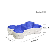 Cuenco Inferior Forma de hueso azul Diseño de cuenco doble Cuenco para perro Lavabo de comida de cerámica Lavabo de comida para mascotas Lavabo de comida para mascotas encantador