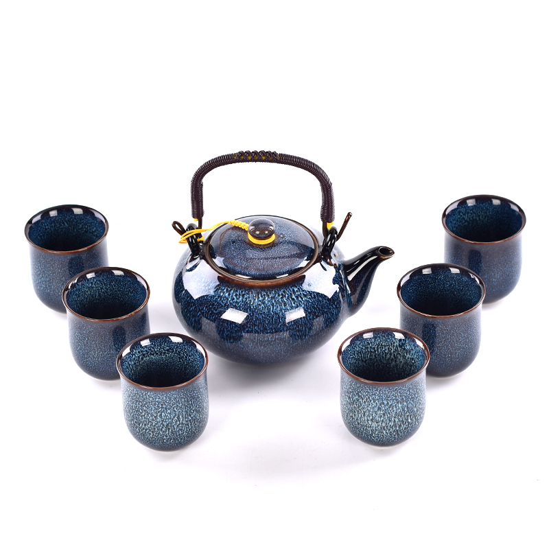 Juego de té azul de cerámica de venta directa de empresas de producción