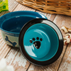 Impresión del fondo del cuenco Imágenes de huesos Alimentador de mascotas de cerámica azul cielo Cuenco circular de cerámica para perros