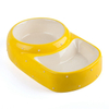 Tigger Max Uso exclusivo Tazón doble Alimentador de cerámica amarillo para mascotas de estilo alto y bajo Tazón de cerámica para gatos