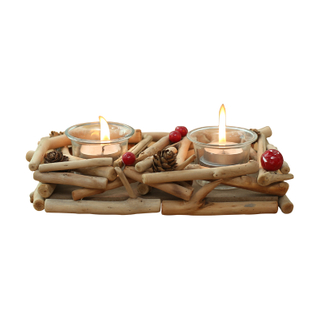 Candelador de madera flotante con 3 piezas de vela de vidrio Copa de vela Tea Tea Light