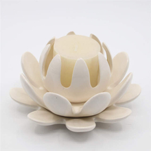 Vela de loto de cerámica blanca Candelabro de cerámica con flores