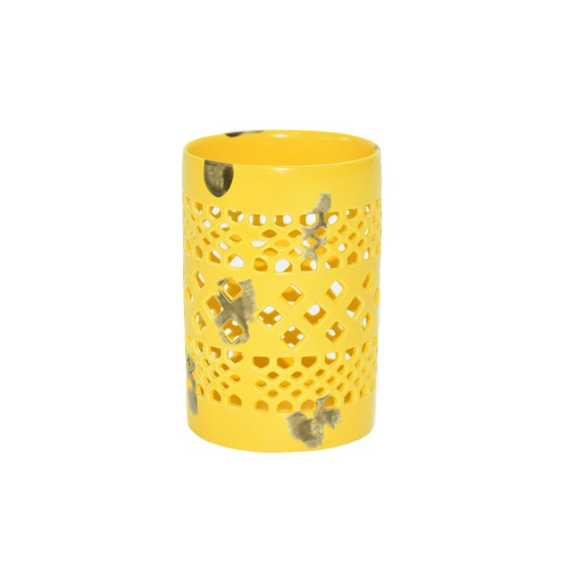 Regalos Navidad Ahuecados Velas De Cerámica Esmaltado Amarillo Linternas