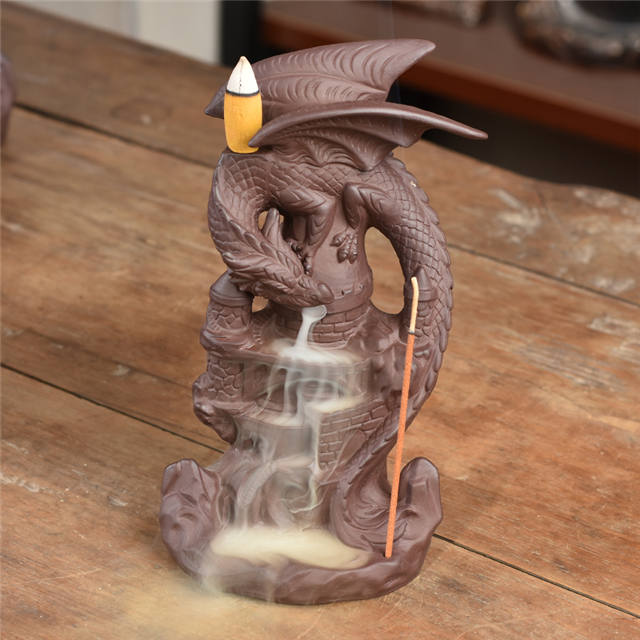 2020 años NO 2 estilo nuevo producto estatua dragón cerámica cascada dragón flujo de incienso quemador de incienso