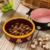 Color de café Tazón de borde redondo Impresión inferior Huellas de perro Imagen Cerámica Tazón de perro Alimentador de cerámica para mascotas