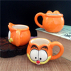 Taza de cerámica blanca logo de gato pequeño Postre Cuencos de helado de cerámica Taza de helado de cerámica