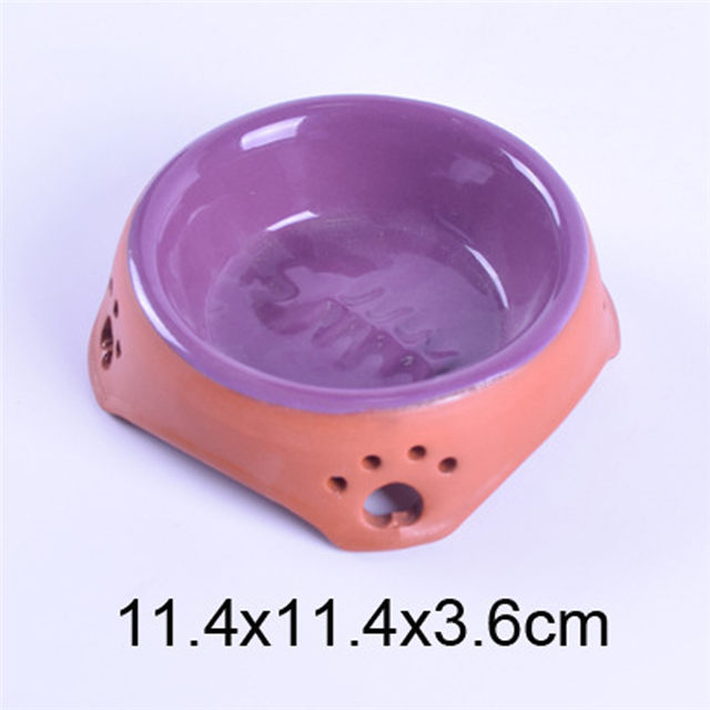 Corte las huellas en el fondo del recipiente Hueso de pescado tallado Alimentador de cerámica para mascotas Recipiente de cerámica para perros