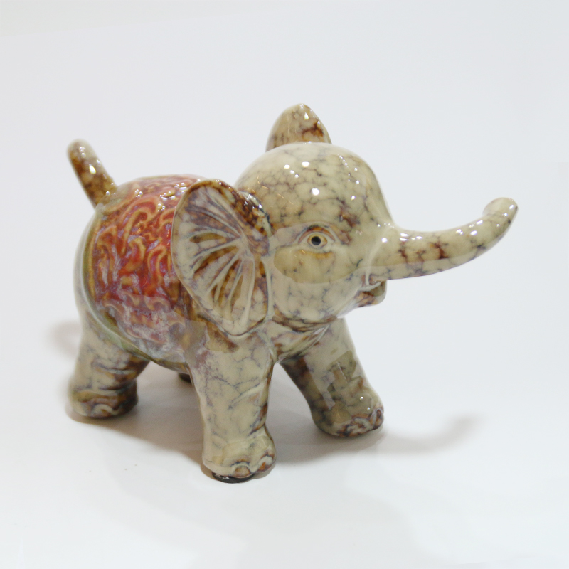 Estatua de elefante grande de cerámica Adorno animal de cerámica