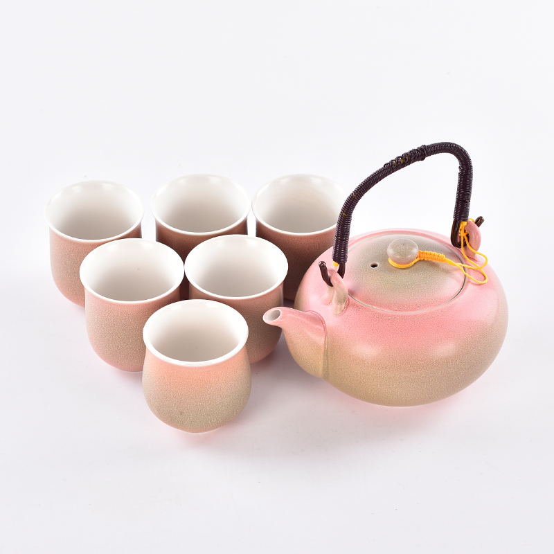 Juego de té rosa de cerámica de venta directa de empresas de producción