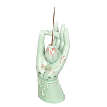 Soporte de cerámica Pango de incienso pintado a mano Celadon Buddha's-Hand Style Diseño 