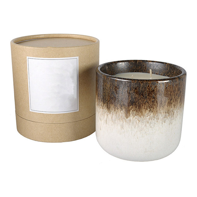dos colores superior marrón e inferior blanco Velas redondas de cerámica