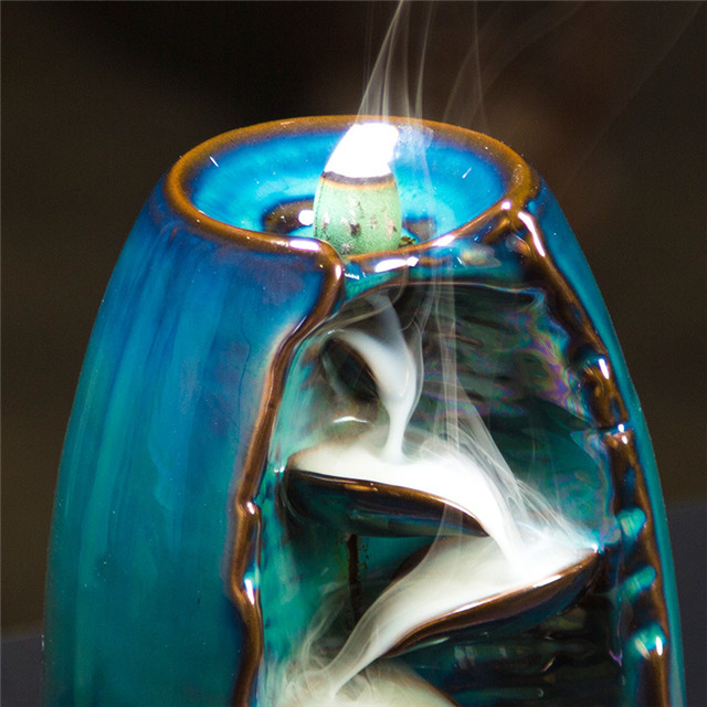 Ceramic Waterfall Backflow Incienso Quemador Backflow Incienso Topeador de cone Decoración del hogar Regalo perfecto